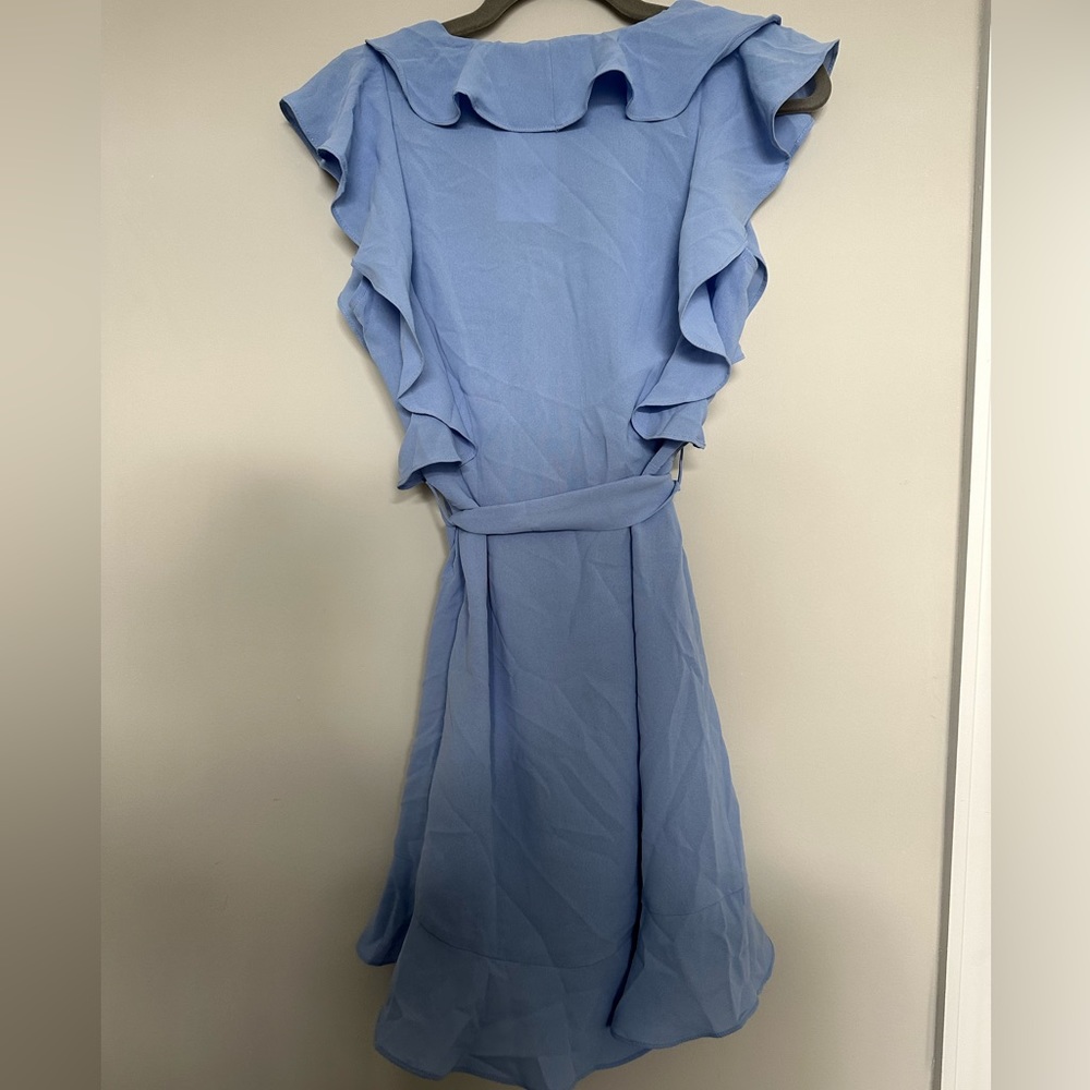 Blue Ruffle Wrap Dress 🦋 - Picture 3 of 4